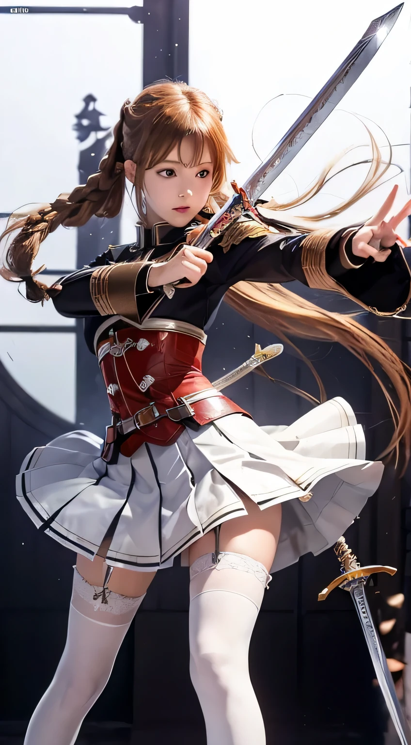 girl with long hair holding a sword, female action girl, 2. 5 d cgi fantasy artwork, dramatic wielding sword pose, katana zero video game character, smooth art, with large sword, cushart krenz key art feminine, photorealistic girl render, character art, official character art, by Jin Homura