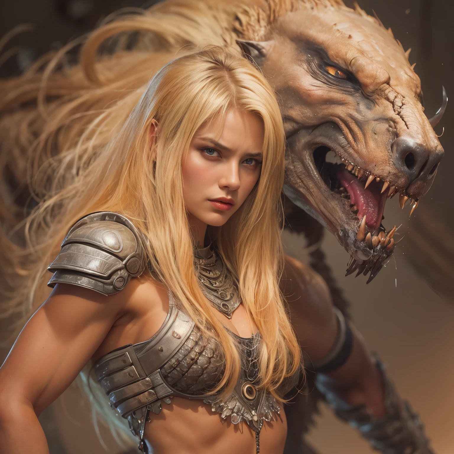 1 female alien, The predator, warrior, (extremely beautiful:1.2), (intense gaze:1.4), (predator:1.1), long dark claws, NSFW,  nipples, thick eyebrows, glowing and shining orange eyes, the most beautiful face in the universe, platinum blonde,

A woman with an extremely beautiful face, her intense gaze fixed on her prey, a primal force that could not be denied.

(extreamly beautiful lean body:1.5), (ultra muscular build:1.2), (prowling:1.3), (sleek movements:1.4),

Her beautiful body, muscular and toned, moved with sleek grace as she prowled, ready to strike at a moment's notice. The predator within her was always on