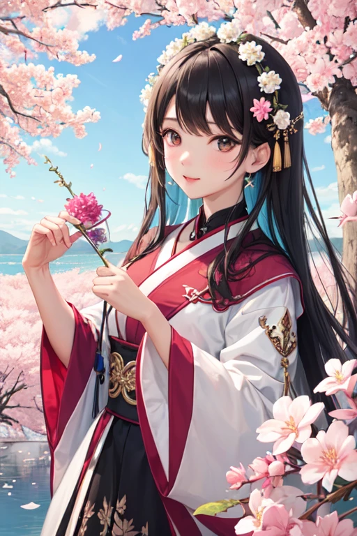 (masterpiece, highest quality, highest quality 美しく美的:1.2), (1 girl), very detailed,(fractal art:1.3),colorful,most detailed,Cherry blossom trees,SakuraFubuki,Pegasus,Princess,prince