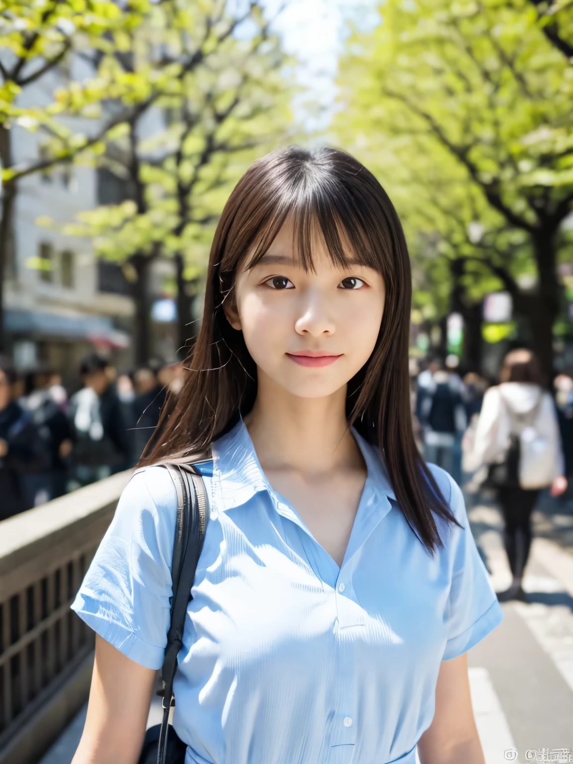 Photoreal, 8K full-length portrait, Beautiful woman, attractive look, Clear system, 16 years old, Tokyo, 2024, spring, Shibuya in the background