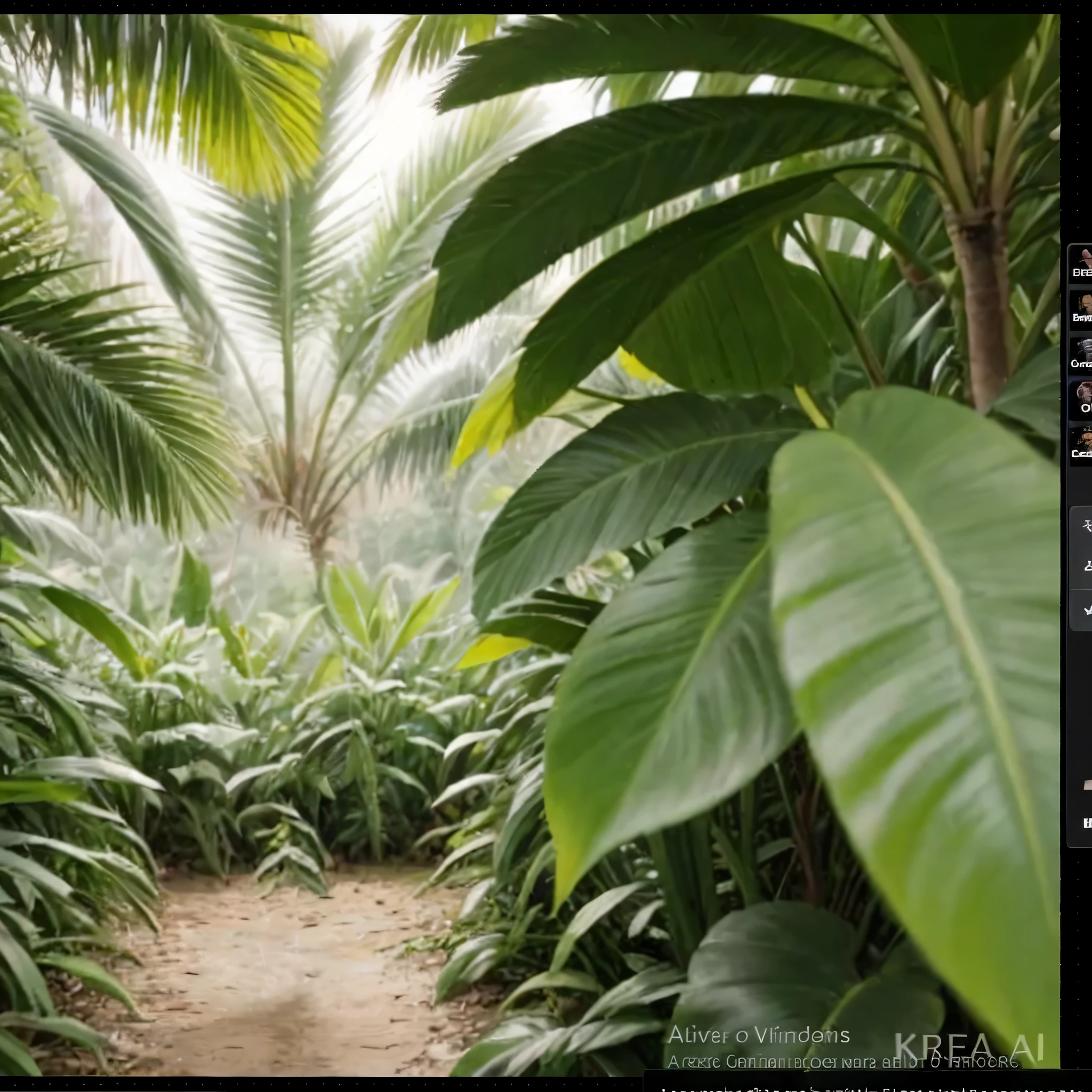 a close-up of a path through a jungle filled with green plants, selva tropical, floresta tropical, in a floresta tropical, plantas tropicais, Bela selva, selva exuberante, selva verde, selva densa, lush exotic vegetation, selva de fundo, atmosfera tropical, folhagem tropical, ambiente de selva, tropical vegetation, plantas e selva, bananeiras, em uma selva altamente detalhada