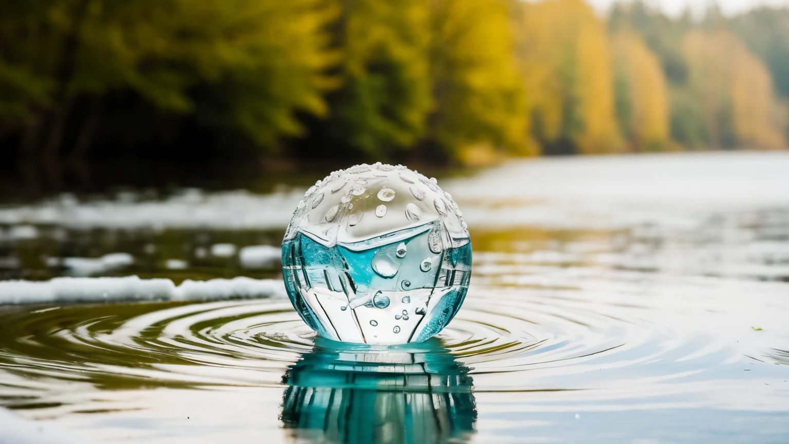 ((best quality)), ((masterpiece)), (detailed), perfect face, A single water drop hangs trapped in time, frozen by the winter's touch. Does it hold the secrets of a fleeting summer moment, or the promise of a future spring?