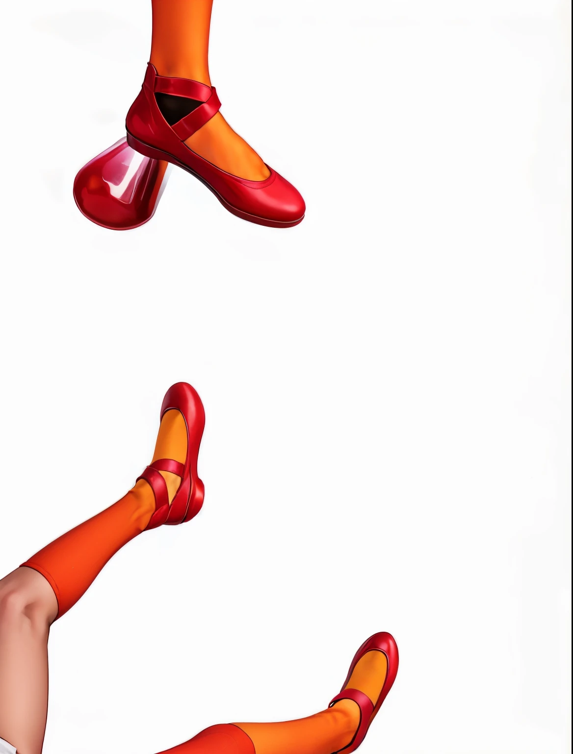 there are two pairs of feet that are wearing red shoes, with a bottle of wine, by Alexis Grimou, red shoes, movie poster with no text, rotoscoped, wine, top down photo, her footwear is red high heels, jumping towards viewer, dancing character, top down shot, leg high, detailed shot legs-up, flat illustration, orange socks