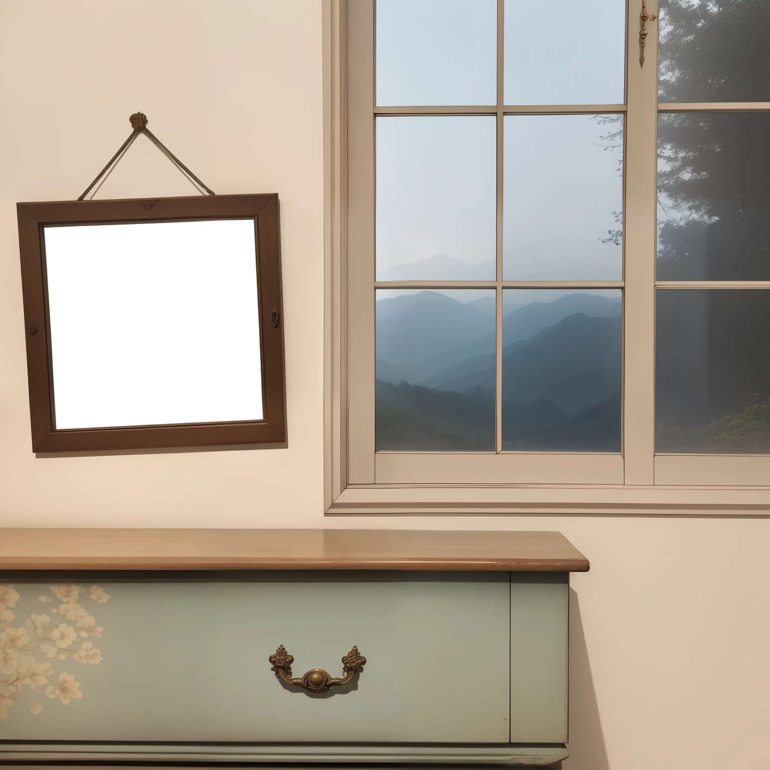 (best quality), antique nakas , Beautiful view out in windows, Frame photos at walls, Aesthetic Stuff, Decorations, Photos feeds aesthetic, Detail's,Details Shadow and lighting, UHd , 8k