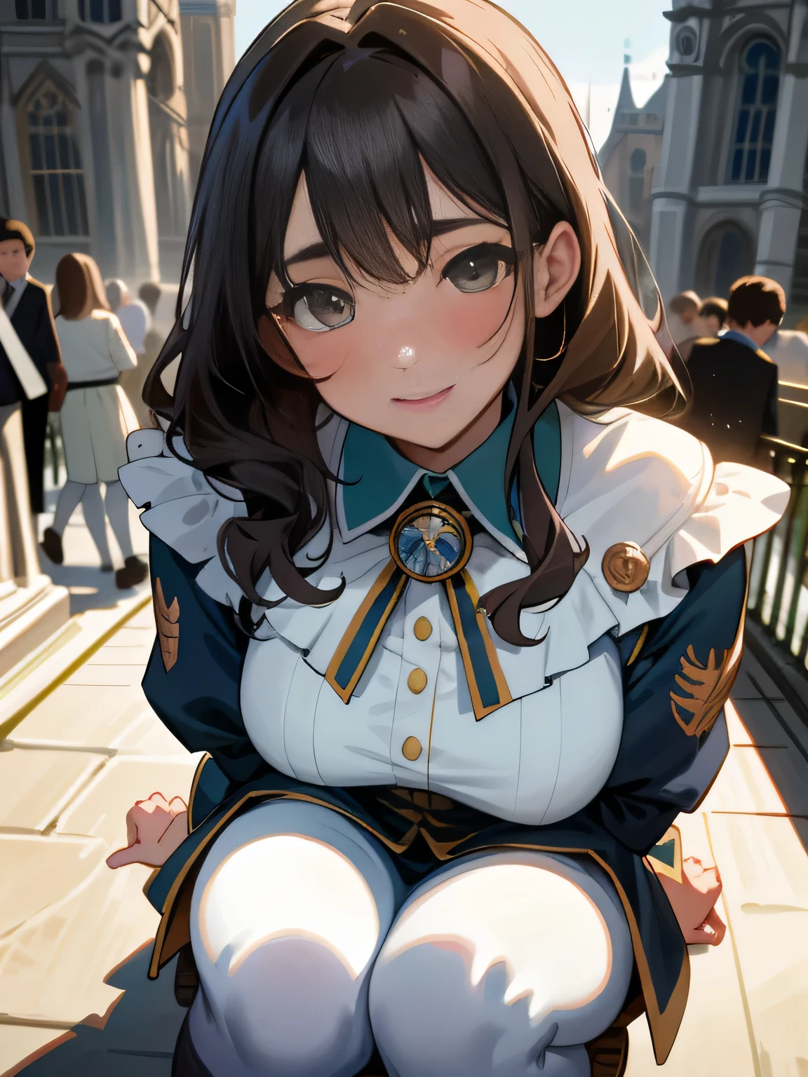 highest quality、High resolution、detailed background、beautiful and detailed face、beautiful and smooth skin、skin texture、professional lighting、Beautiful girl、multiple women、sexy uniform、Look at me happily、
squat down、I can see my underwear when I squat down.、show night vision trip、
big ben、tower of london、British Museum、Buckingham Palace