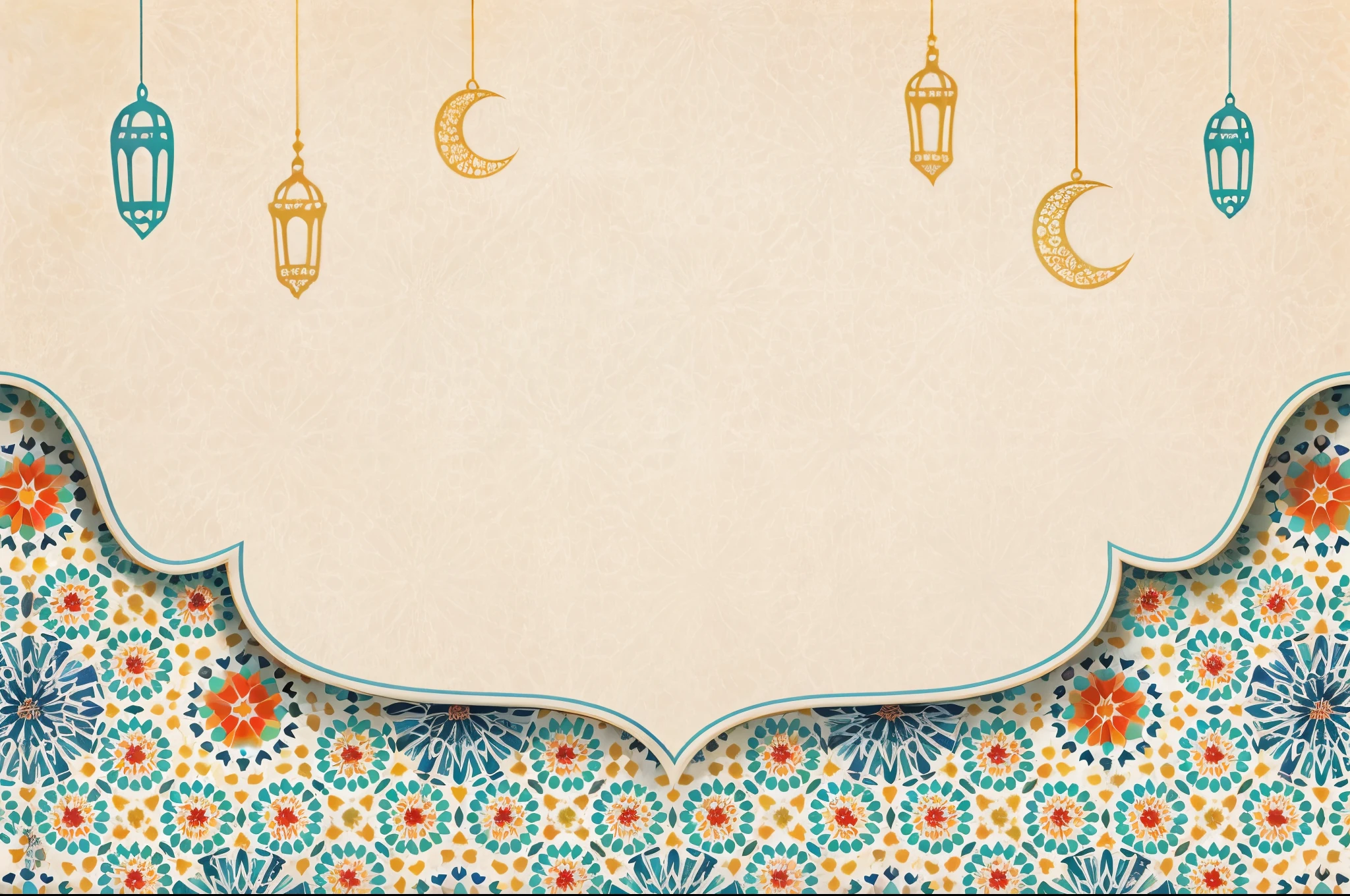 Picture illustration of Ramadan background，which contains the text position, poster background, Gorgeous detailed backgrounds, decorative background, detailed pattern background, Beautiful moorish ornament, pattern background, islamic art, Gorgeous background, clean background, solid color background, Invitation cards, best adobe stock, simple background, Blank, background artwork, simple background, illustration&quot;, minimalist background