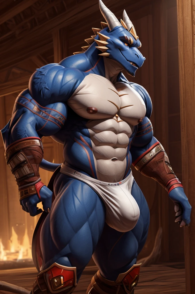 Muscular Dragon Naked Big Butt and Bulge