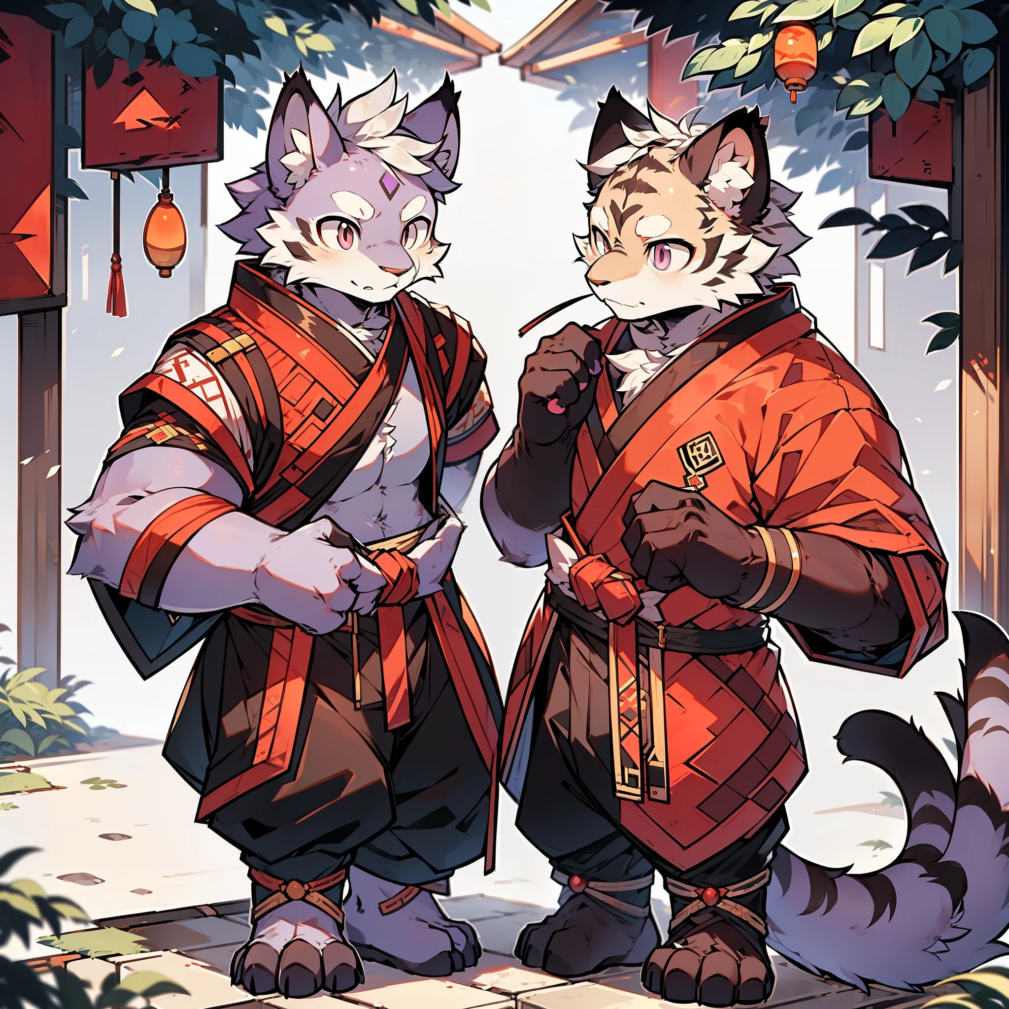 Best Quality), (Masterpiece), (((Single))), (Ultra Detailed), (Furry), Full Body Furry, Furry, (Male Tiger: 1.5), (Purple Skin: 1.3), (Purple Fur: 1.3), Character Focus, (Red Eyes), ((Humanoid hands)), ((Detailed People)), (Gray Ears), Sharp Focus, (Furry Feeling of Animal Ears), Chinese Wuxia, ((Wuxia)), ((Chinese Style)), Chinese Wuxia Costume, On the streets of ancient China, Muscular body, Young, .