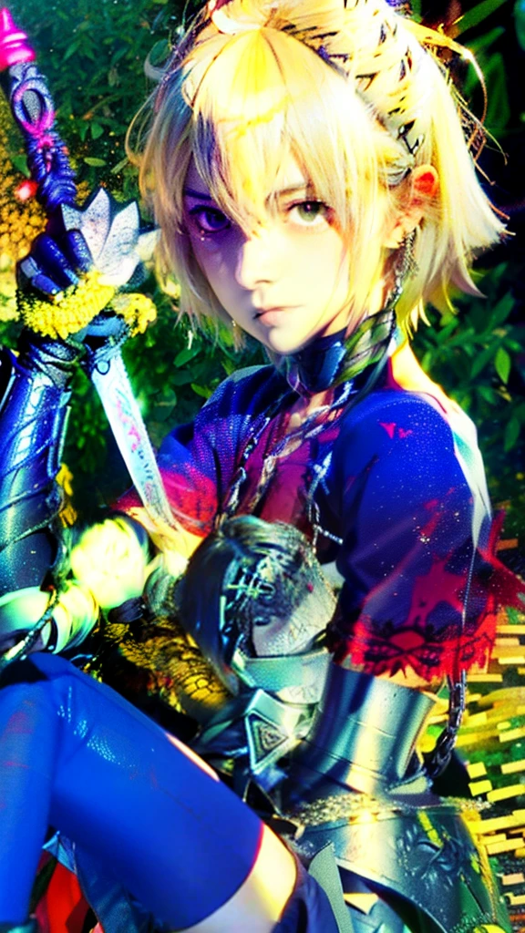 anime character with sword and chain around neck, artoria pendragon, anime style like fate/stay night, marisa kirisame, fate / stay night, fate zero, she is holding a sword, fate stay night, holding a sword on her shoulder, but the armor covers her face, screenshot from a 2012s anime, inspired by Li Chevalier