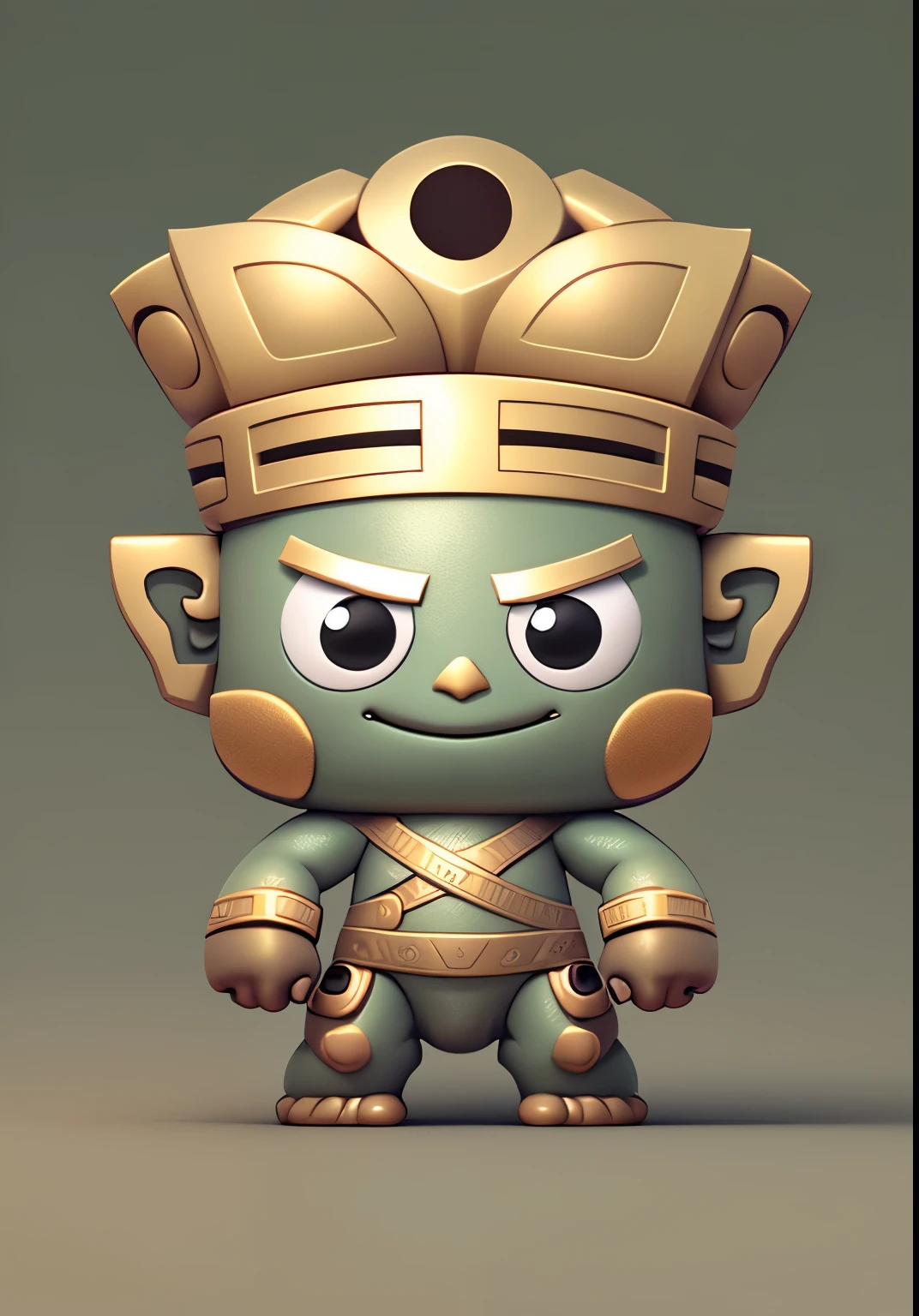Mascot with smooth face and no bulges,Bronze tripod anthropomorphic 3D modeling model c4d rendering ultra-light clay material blind box hand-made style clean background,pastel colors,Fine line drawings,8k yellow paper ultra-clear IP image design mascot personification cute and unified colors