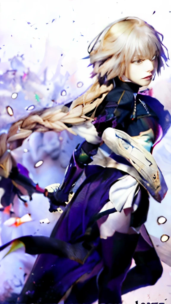 a close up of a person with long hair and a dress, anime style like fate/stay night, artoria pendragon, fate / stay night, fate stay night, fate zero, violet evergarden, fate/zero, inspired by Li Chevalier, fate grand order, holding a sword on her shoulder, epic light novel art cover, anime cover