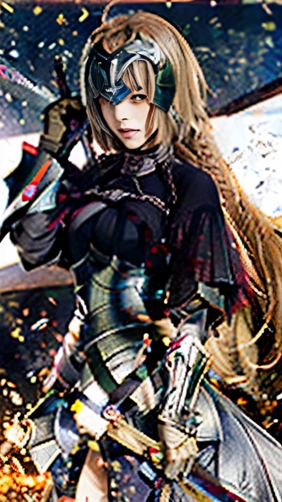 a close up of a woman in armor holding a sword, holding a sword on her shoulder, fate / stay night, anime style like fate/stay night, she is holding a sword, fate stay night, artoria pendragon, armor girl, inspired by Li Chevalier, fate grand order, female knight, female paladin, from arknights, with large sword