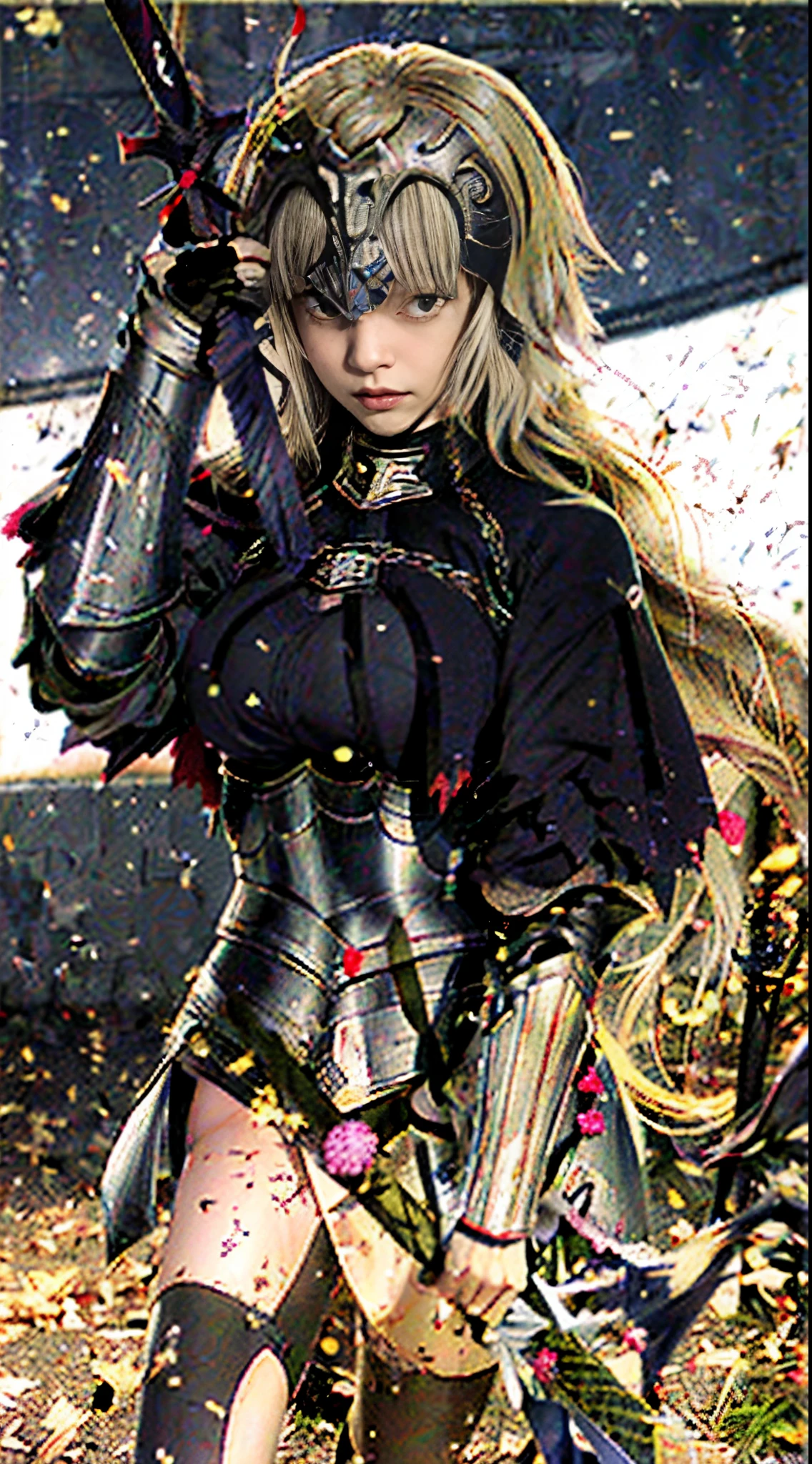 a close up of a woman in armor holding a sword, holding a sword on her shoulder, fate / stay night, anime style like fate/stay night, she is holding a sword, fate stay night, artoria pendragon, armor girl, inspired by Li Chevalier, fate grand order, female knight, female paladin, from arknights, with large sword