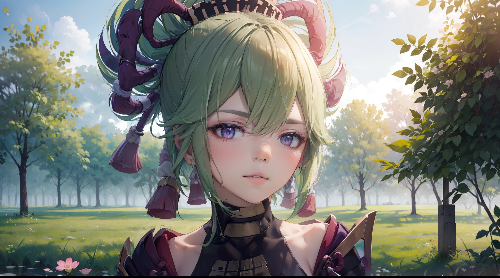 (best quality,8k,highres,masterpiece:1.2),(realistic,photorealistic,photo-realistic:1.37), ในตาสีม้วง traditional Japanese bakery,beautiful detailed eyes,happiness,glowing eyes,smiling,peaceful atmosphere,traditional Japanese clothes,working(คุณภาพดีที่สุด,เต็มรูปแบบ,โฆษณา:1.2),แสงสว่างและอบอุ่น,หวานง่มงวง,ความสุขบริบูรณ์,รอยยิ้มสดใส,sakura tree,tranquil,aroma scent,dreamlike,vivid colors,subtle lighting,traditional Japanese tea set,lively ambiance, พื้นหลังเป็นเมืองญี่ปุ่นยุกเก่ามีต้นซากูระ,