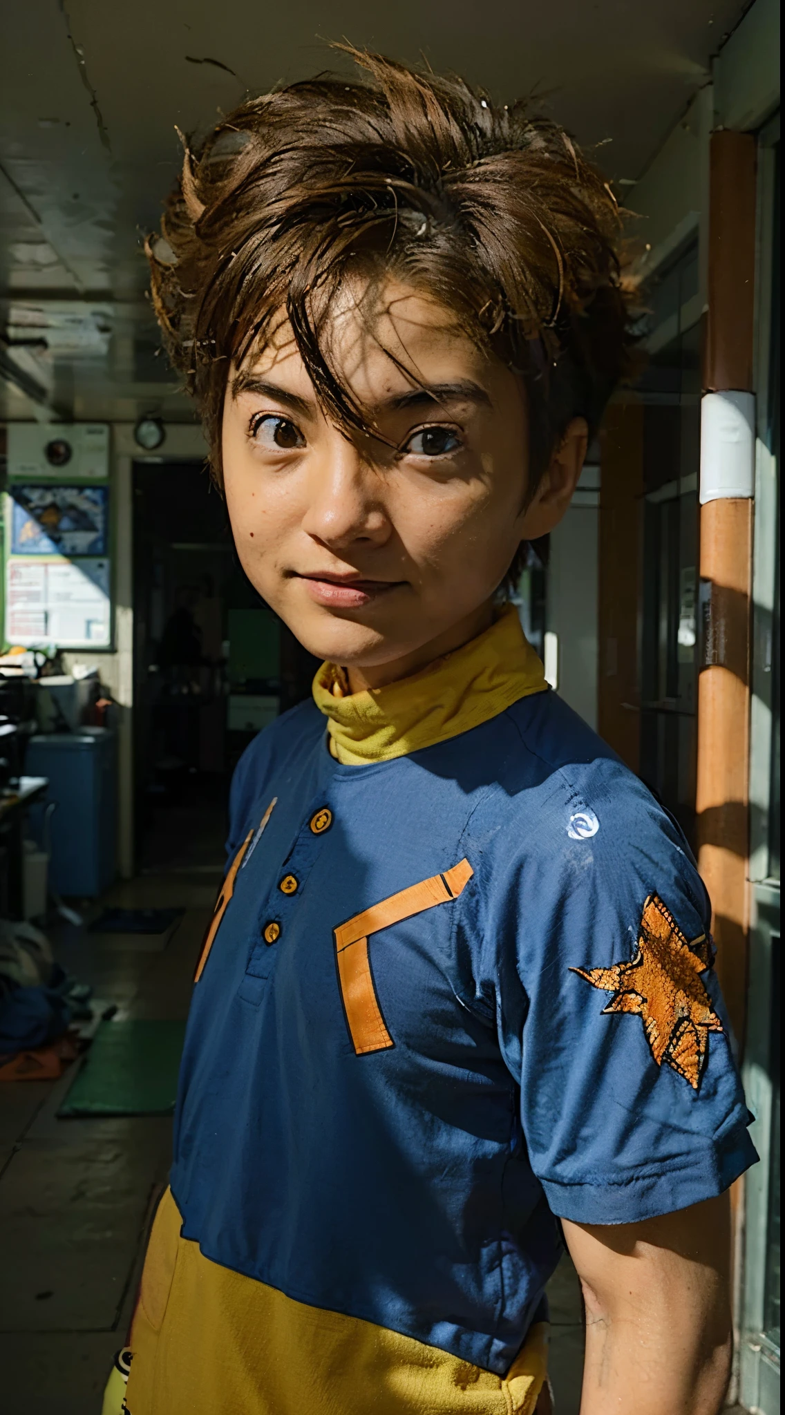 Masterpiece, Highest Quality, Ultra-Detailed, Hyper-Real, ((taichi-digimon)), Perfect Face, FOTO FRONTAL, cinematic lighthing, realistic