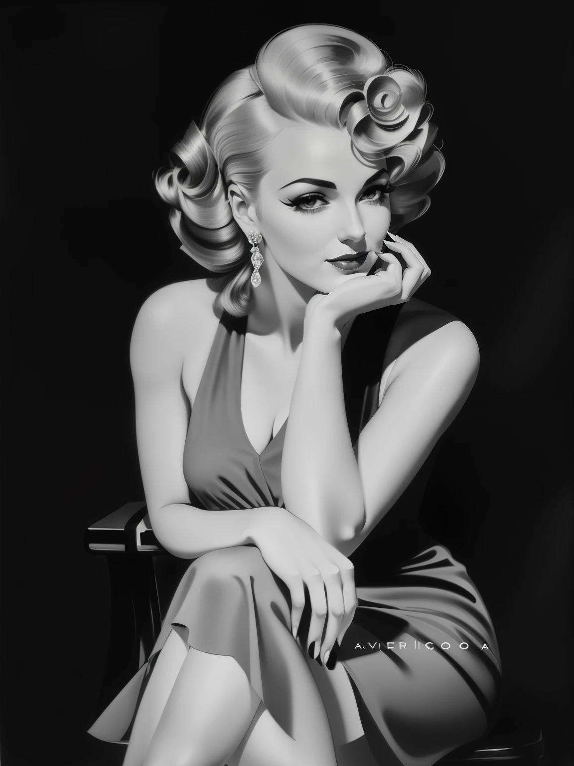 A charcoal drawing of Marilyn Monroe, evoking her timeless beauty and seductive allure, with expressive, full lips and captivating, expressive eyes. The drawing is a masterpiece, a full body portrait, meticulously crafted in the style of Andrew Loomis and Norman Rockwell, reminiscent of old master drawings and prints. The focus is on her detailed face, with ultra-realistic and perfectly proportioned features, providing a profound connection between the subject and the viewer. The charcoal sketch is rich in contrast and texture, showcasing every curve and detail in high definition, making it a true work of art. (8K UHD, 2