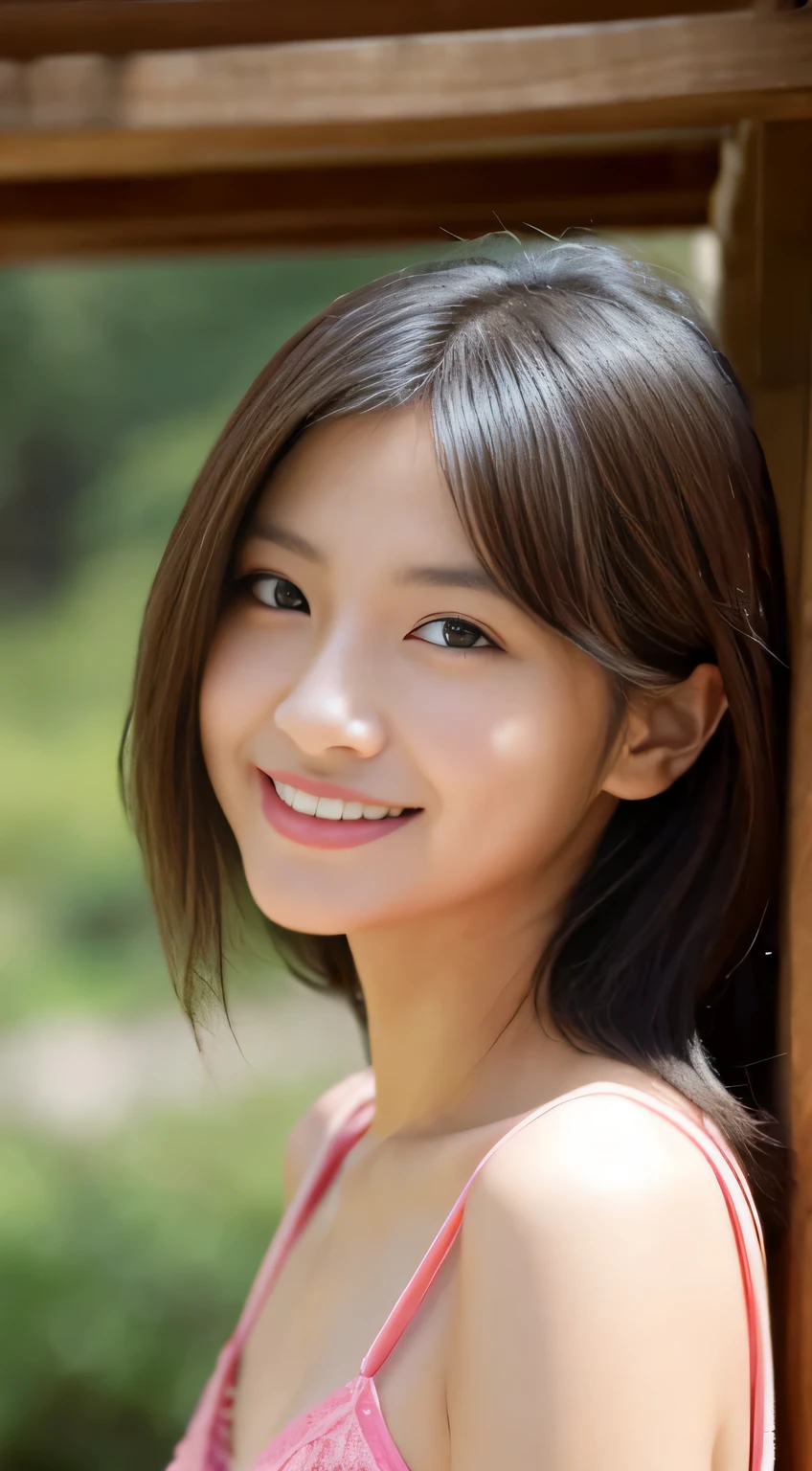 Japanese ),((beautiful girl)),An expression that imagines something pleasant:1.2,(perfect body beauty:1.2),((perfect body)),(shy smile),beautiful teeth,