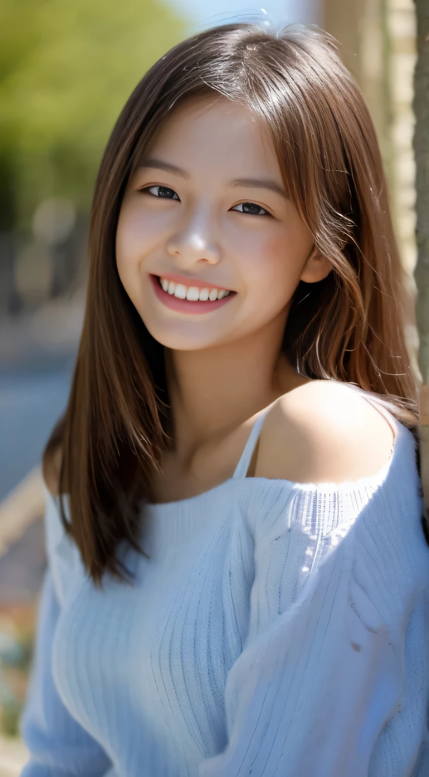 Japanese ),((beautiful girl)),cleavage,An expression that imagines something pleasant:1.2,(perfect body beauty:1.2),((perfect body)),(shy smile),beautiful teeth,