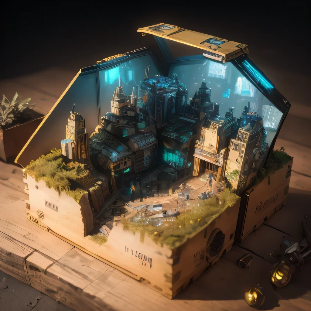 2528年Mars realistic model, (split ends, original photo, best quality, masterpiece:1.4),Steampunk Cyberpunk 6820 City,(CyberpunkMars light:1.3), Mars (related to land),(in a small nature box:1.3),Isometric, small nature, landscape on foundation,landscape,