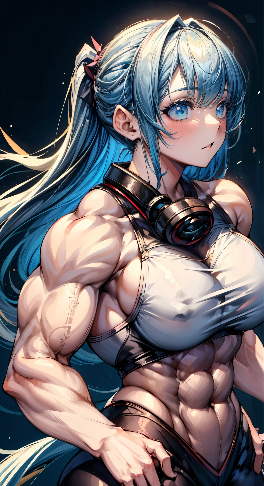 (best lighting) , (Extremely complex and detailed) , 4k unified, (Super detailed CG: 1.2) , (8k: 1.2),(original), (masterpiece) , (best quality),(masterpiece:1.4),Anime-like high quality,(masterpiece),masterpiece, Super clear picture quality,clearer than,(delicate face)best quality, absurd,((peace master, 4k, 8k, Yes, high resolution))1个girl, female ,,(beautiful bass),((Bodybuilders:1.5))(girl),(miss),(((Upper body:1)))Upper body,on the street,The crowd was bustling,There are a lot of people,shop