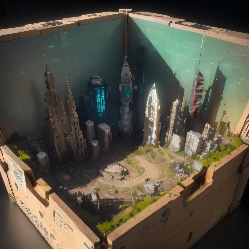 2528年Mars realistic model, (split ends, original photo, best quality, masterpiece:1.4),Steampunk Cyberpunk 6820 City,(CyberpunkMars light:1.3), Mars (related to land),(in a small nature box:1.3),Isometric, small nature, landscape on foundation,landscape,