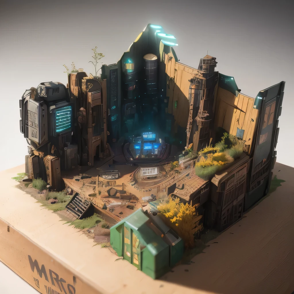 2728年Mars realistic model, (split ends, original photo, best quality, masterpiece:1.4),Steampunk Cyberpunk 6820 City,(CyberpunkMars light:1.3), Mars (related to land),(in a small nature box:1.3),Isometric, small nature, landscape on foundation,landscape,