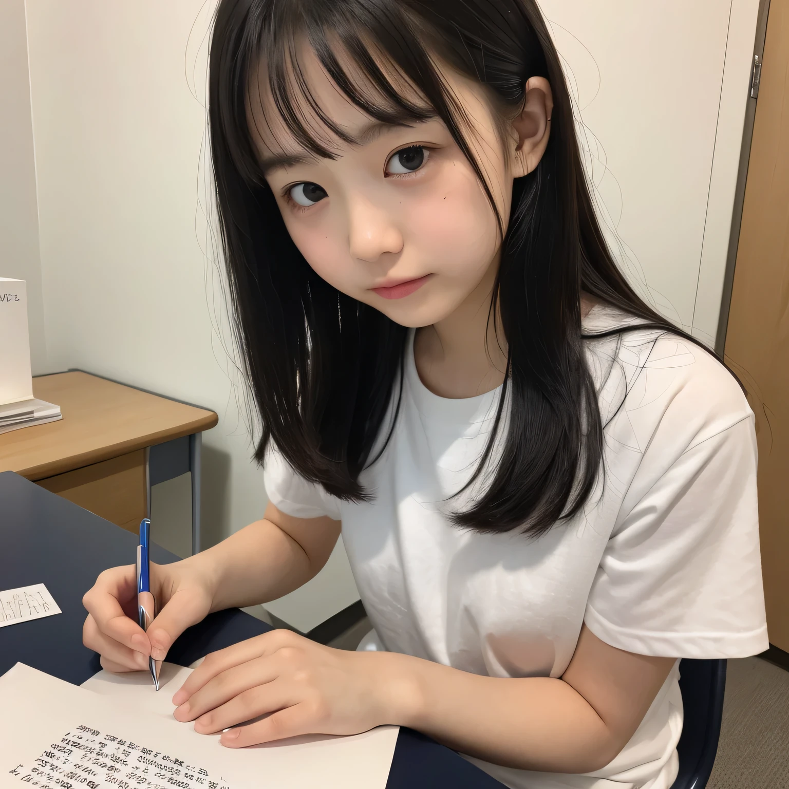 realistic pictures、Highest品質、ultra high resolution、Professional specifications、((とてもロリなprimary school studentが手紙を差し出す))、(((Hold the letter with both hands)))、school classroom、sailor suit、primary school student、lolicon、Highest、10 years old、love confession、pink square letters、embarrassing、blush、love letter