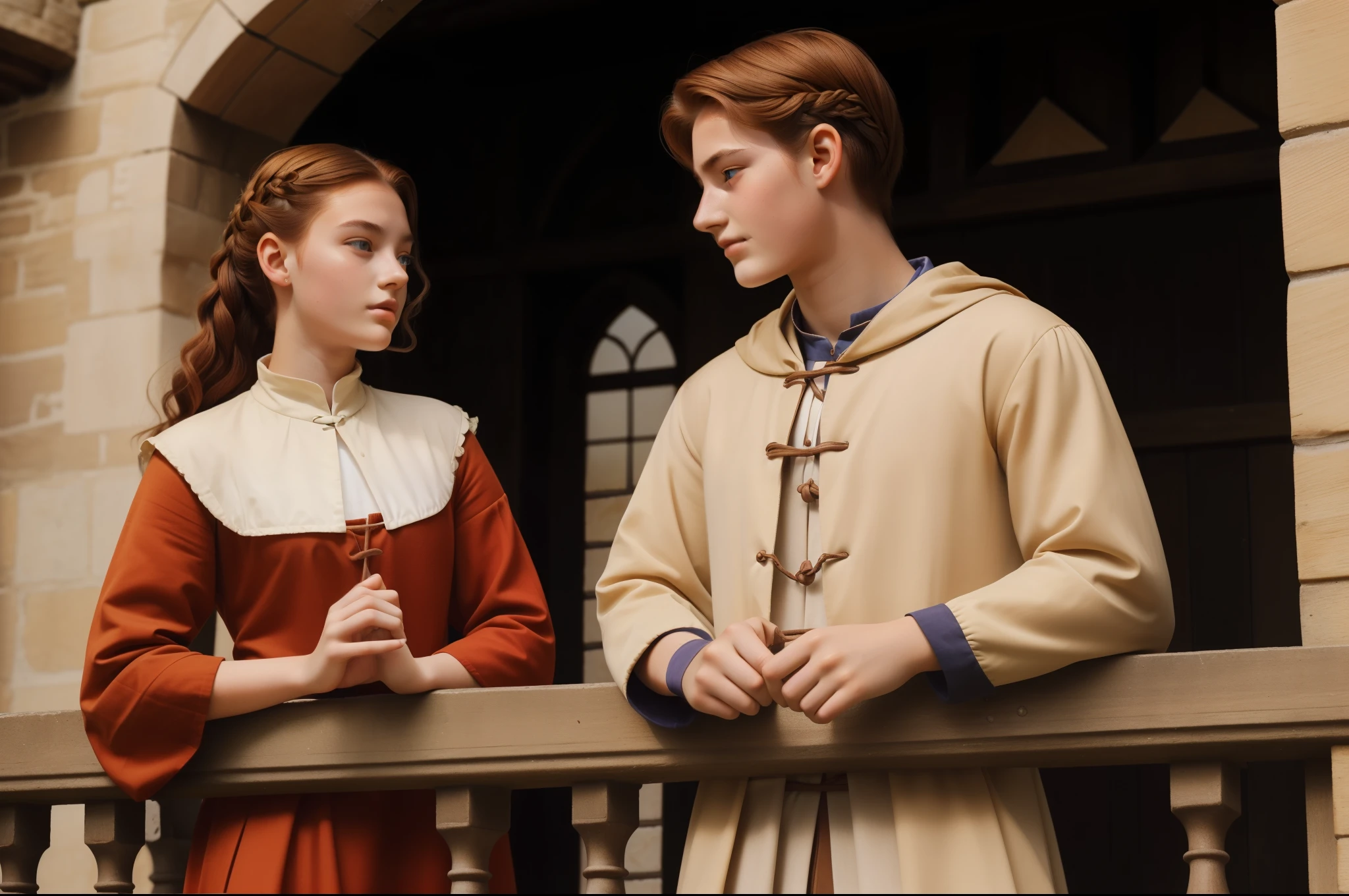 A young ((((20-year-old)) Caris Wooler)) face, attractive, expressive eyes, ((light chestnut hairstyle of the 1300s))