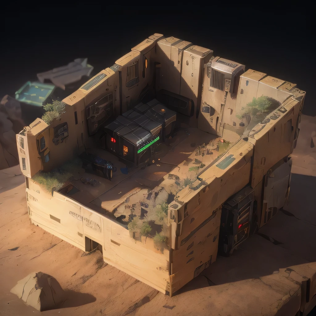 2528年Mars realistic model, (split ends, original photo, best quality, masterpiece:1.4),Steampunk Cyberpunk 6820 City,(CyberpunkMars light:1.3), Mars (related to land),(in a small nature box:1.3),Isometric, small nature, landscape on foundation,landscape,