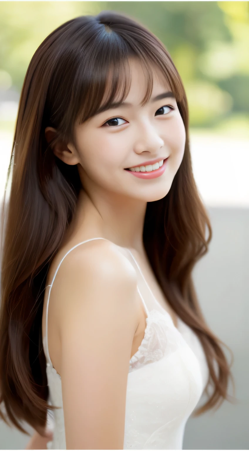 Japanese ),((beautiful girl)),An expression that imagines something pleasant:1.2,(perfect body beauty:1.2),((perfect body)),(shy smile),beautiful teeth,