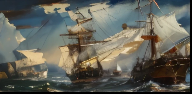 a dramatic oil painting of the battle cape ecnomus, 8k, high detail, intricate