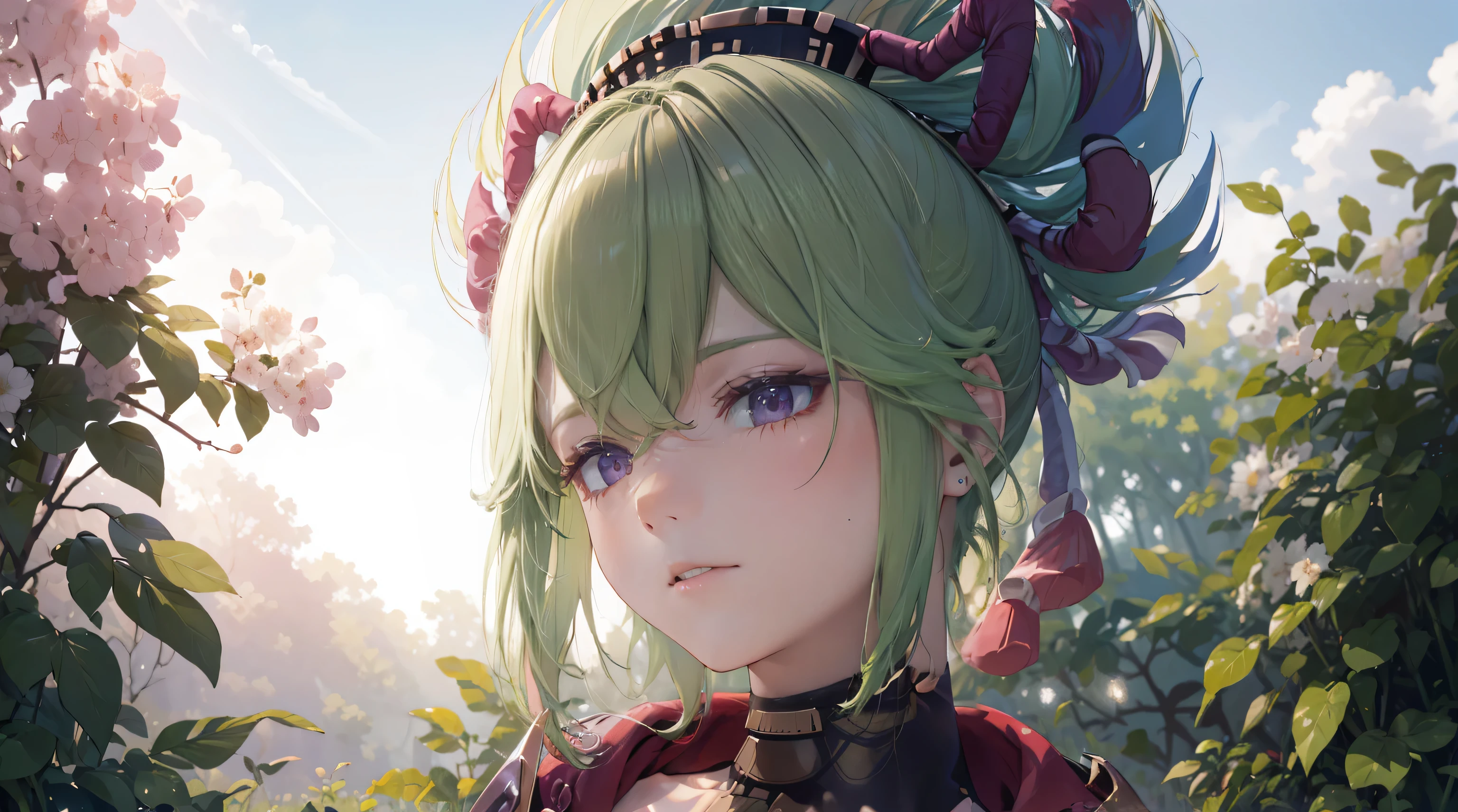 (best quality,8k,height,Masterpiece:1.2),(realistic,photorealistic,photo-realistic:1.37), Nai Ta Si Purple traditional Japanese bakery,Beautifully detailed eyes,happiness,glowing eyes,smile,บรรยากาศquiet,Traditional Japanese clothing,work(best quality,Full range,advert:1.2),bright and warm,Sweet and sleepy,happinessบริบูรณ์,รอยsmileสดใส,cherry tree,quiet,aroma,dreamlike,bright colors,delicate light,Traditional Japanese tea set,Lively atmosphere, The background is an old Japanese town with cherry trees.,