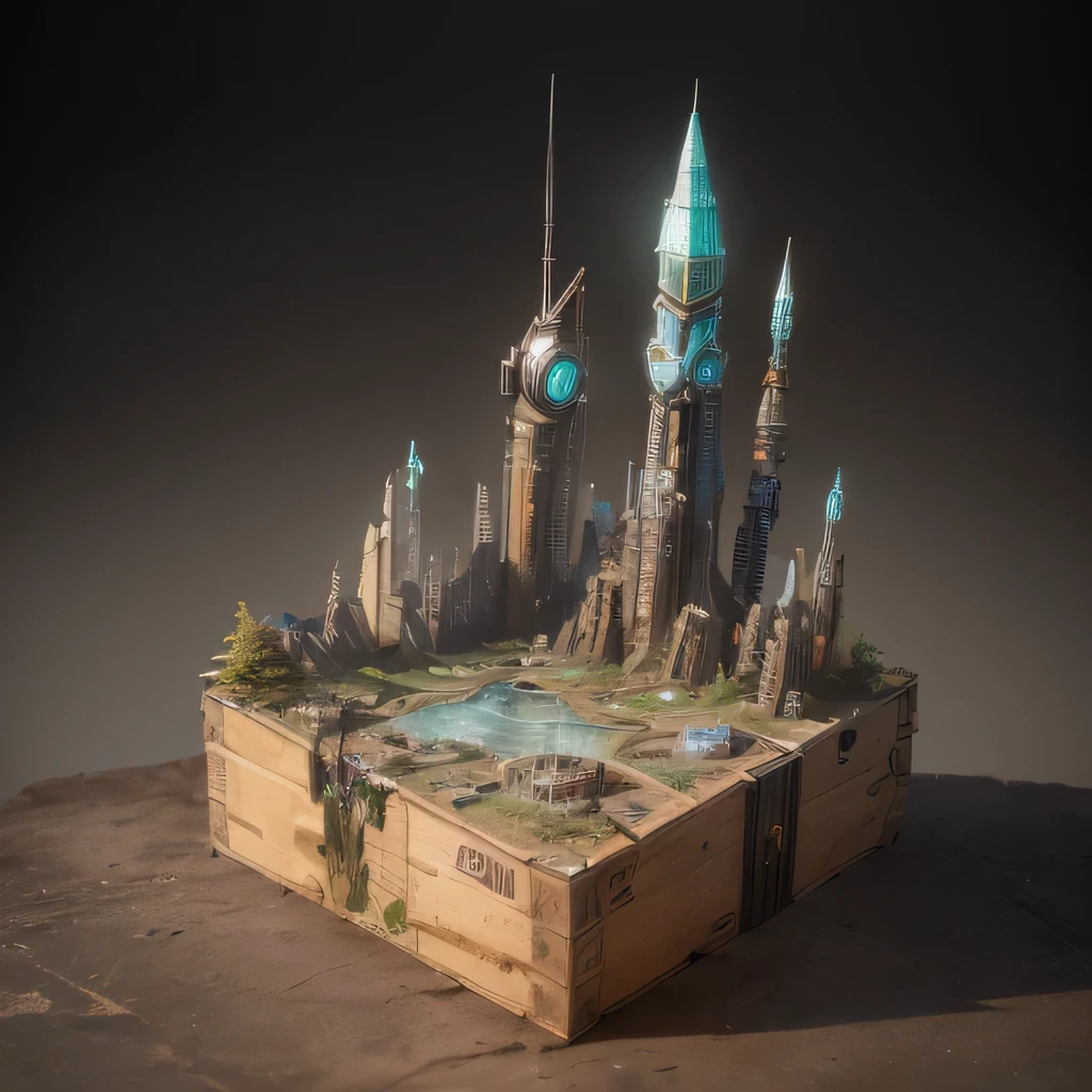 6598年Mars realistic model, (split ends, original photo, best quality, masterpiece:1.4),Steampunk Cyberpunk 6820 City,(CyberpunkMars light:1.3), Mars (related to land),(in a small nature box:1.3),Isometric, small nature, landscape on foundation,landscape,