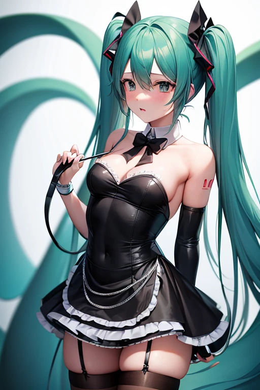 hatsune miku in ripped maid clothes being molested by a tenticle demon