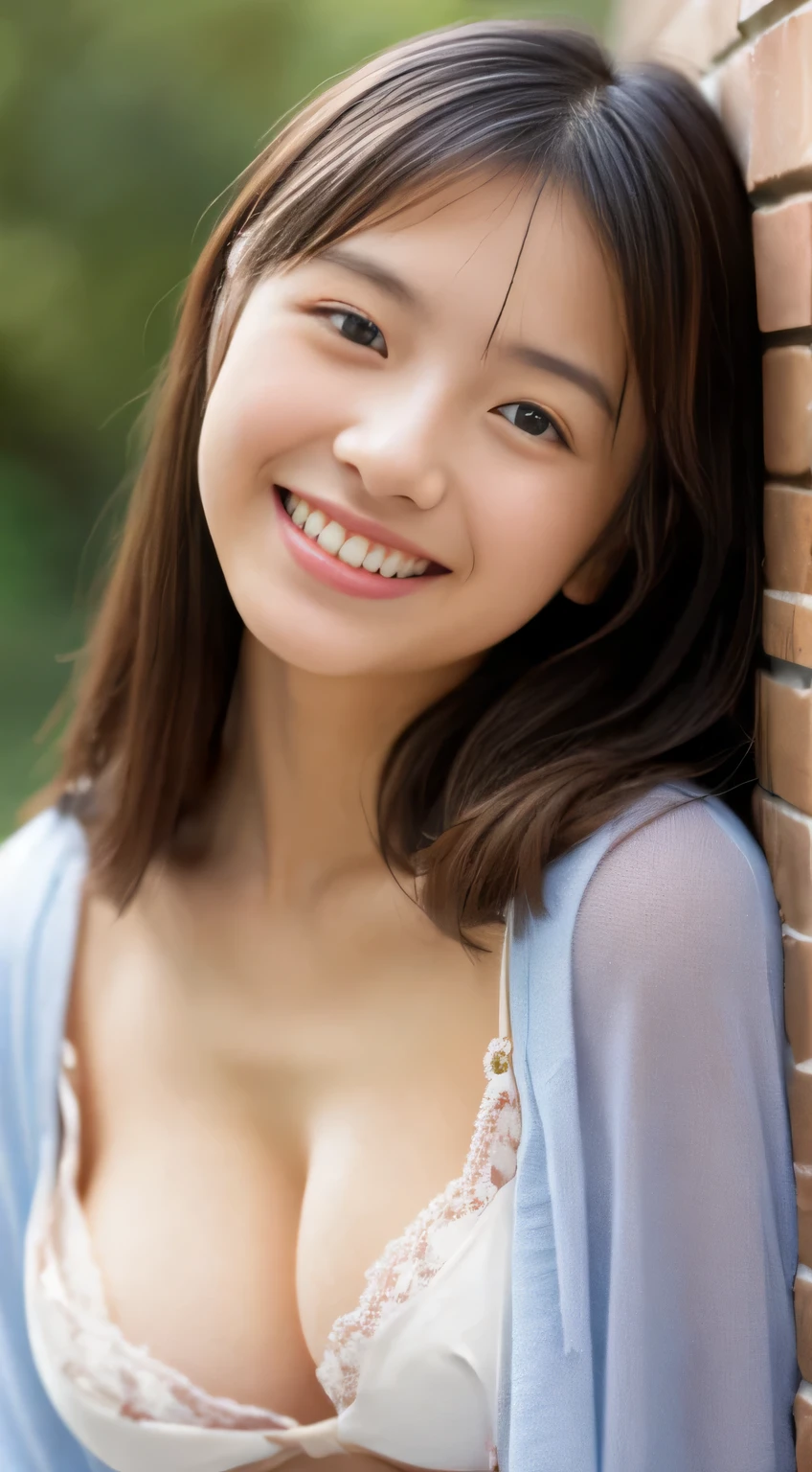 Japanese ),((beautiful girl)),cleavage,An expression that imagines something pleasant:1.2,(perfect body beauty:1.2),((perfect body)),(shy smile),beautiful teeth,