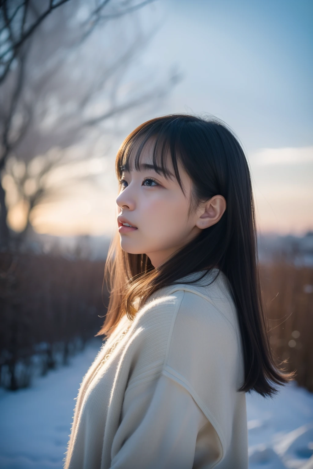 (masterpiece、highest quality、High level image quality、super resolution,In 8K), (Raw photo:1.2), (Photoreal:1.4), (beautiful girl,sexy,Perfect Japan、cute、alone),Woman in anguish and despair,A beautiful and gentle photo of a woman who is tired both mentally and physically.、young、winterの服装、The emotional landscape reflects her、Cold wind blows、winter、December in Japan、professional photos、