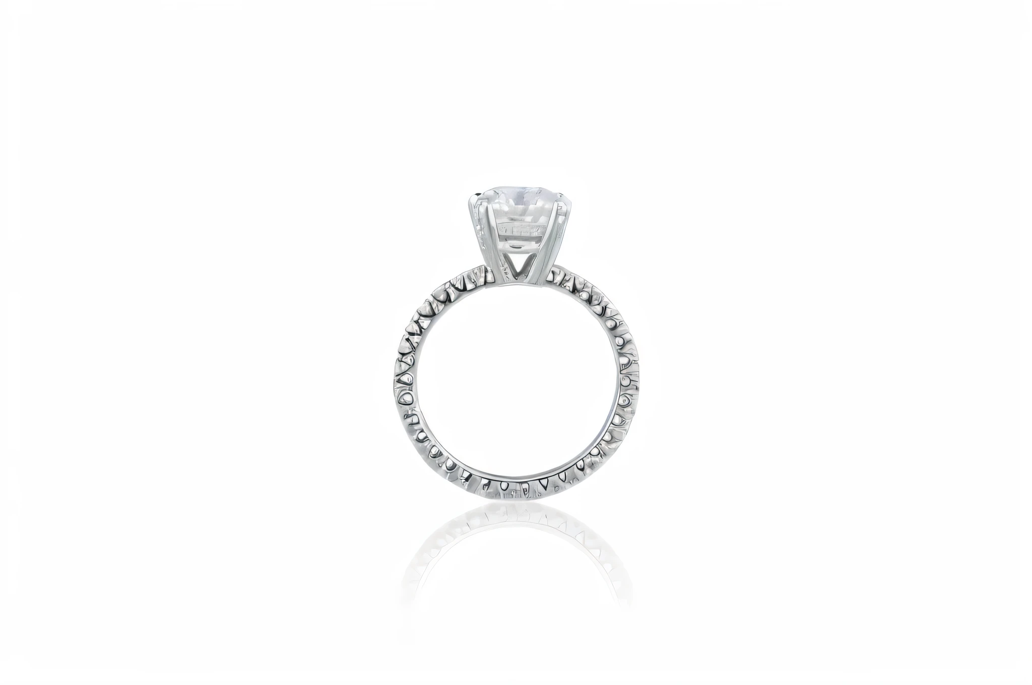 Close-up of diamond ring and diamond ring, full length view, ease, complete front view, full length view, featuring rhodium wires, front top side view, Detailed wide angle shot, Beautiful perfect details, engagement ring, , full height view, View from the side
