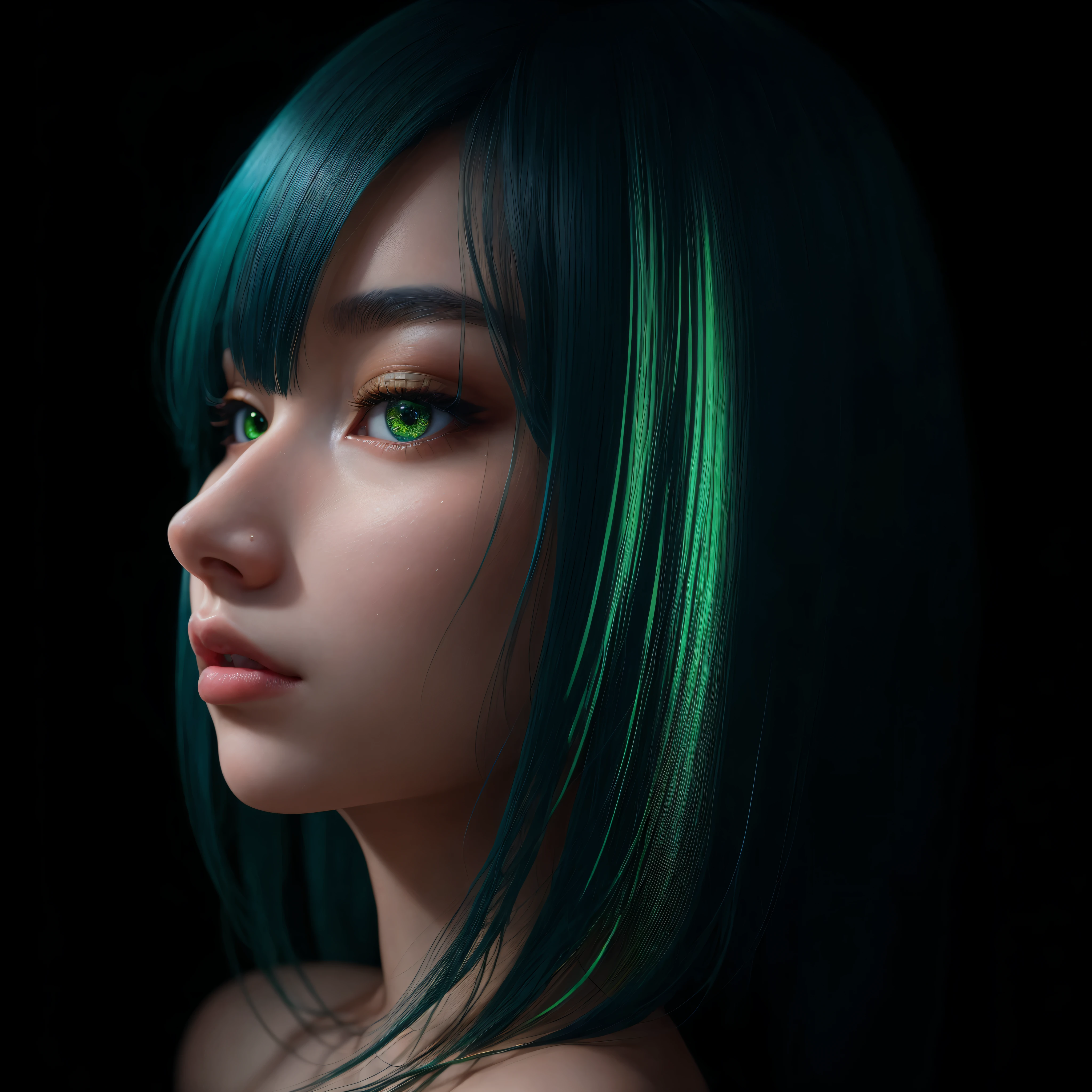 A stunningly realistic Portrait of a beautiful Japanese girl comes to life through the lens of the RealisticVision4 model. Her captivating features are accentuated by the vividness of her yellow-green neon hair, which shimmers under volumetric lighting. With each strand meticulously crafted, the level of detail is nothing short of ultra-detailed and ultra-sharp. The provenance of this masterpiece lies in its striking, gorgeous eyes, which emit an enchanting allure. The image radiates in 8k resolution, providing a high-definition viewing experience that highlights the soulful essence of this ethereal beauty.