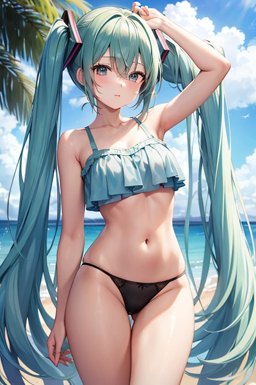 Hatsune Miku in thin string panties