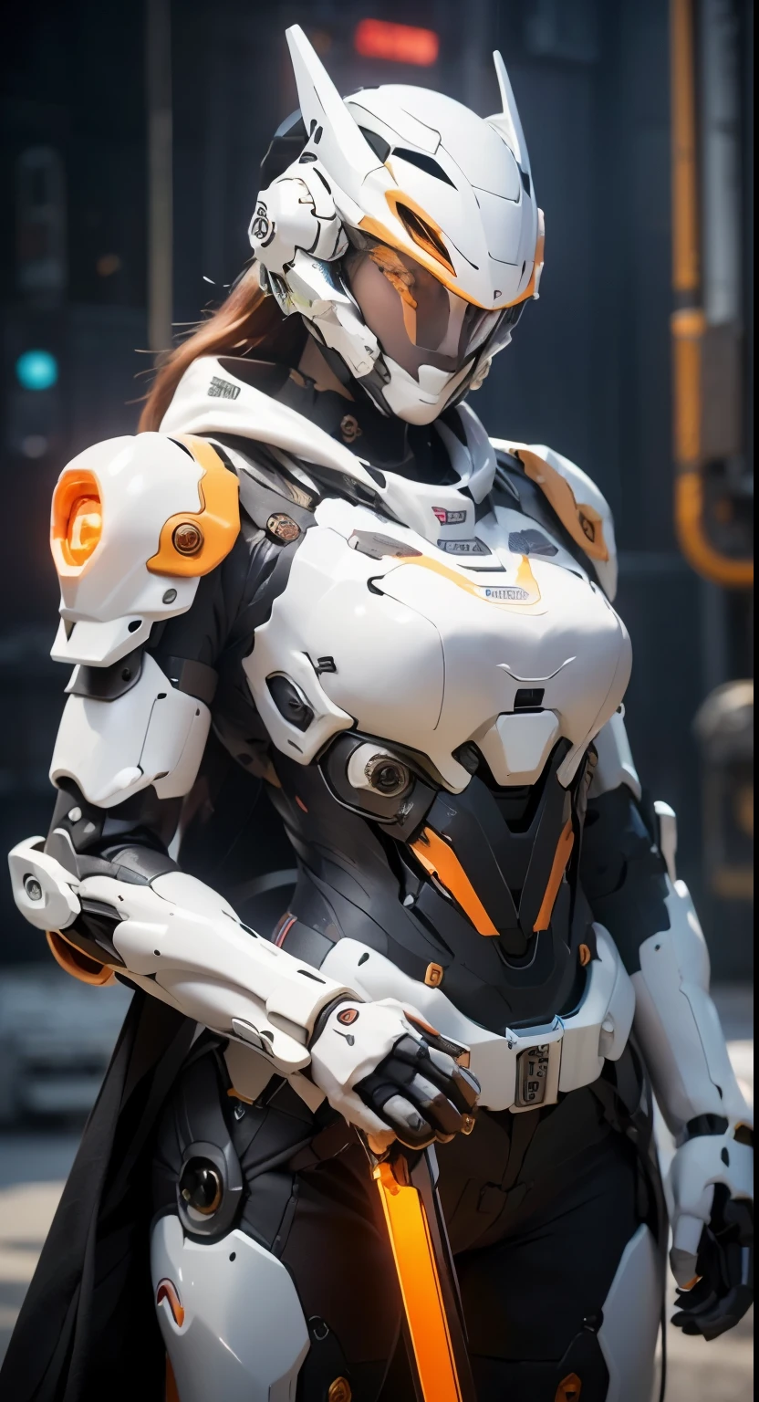 ((tmasterpiece,best qualtiy)), illustratio,1girll,helmet mecha,Large breasts,dynamicposes, ultra-detailed 8K, realisticlying, Clear focus, ighly detailed, profetional lighting, Colorful Detailed, Long shot from rainbow color separation factory, large mechanical robot construction, microchips, a computer, with light glowing, intricate detailes, shitu-mecha, 1girll, wearing mecha, nabel, colorful image, with light glowing, (Cyberpunk Personality),xiaowu