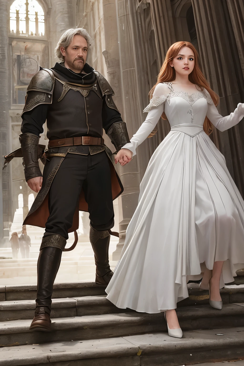 In the enchanted realm, the radiant Princess Anna was ensnared by an evil sorcerer and ensconced in a lofty tower, safeguarded by a formidable dragon. The sun transited through countless seasons, yet hope persisted in the form of a valiant knight named Edward. His courage unwavering, he resolved to liberate the imprisoned princess. He overcame the dragon's wrath, vanquishing the mythical beast and thus, set the princess free. As they treaded down the winding staircase of the tower, the malevolent sorcerer hot on their heels, but the duo managed to evade his clutches. Re