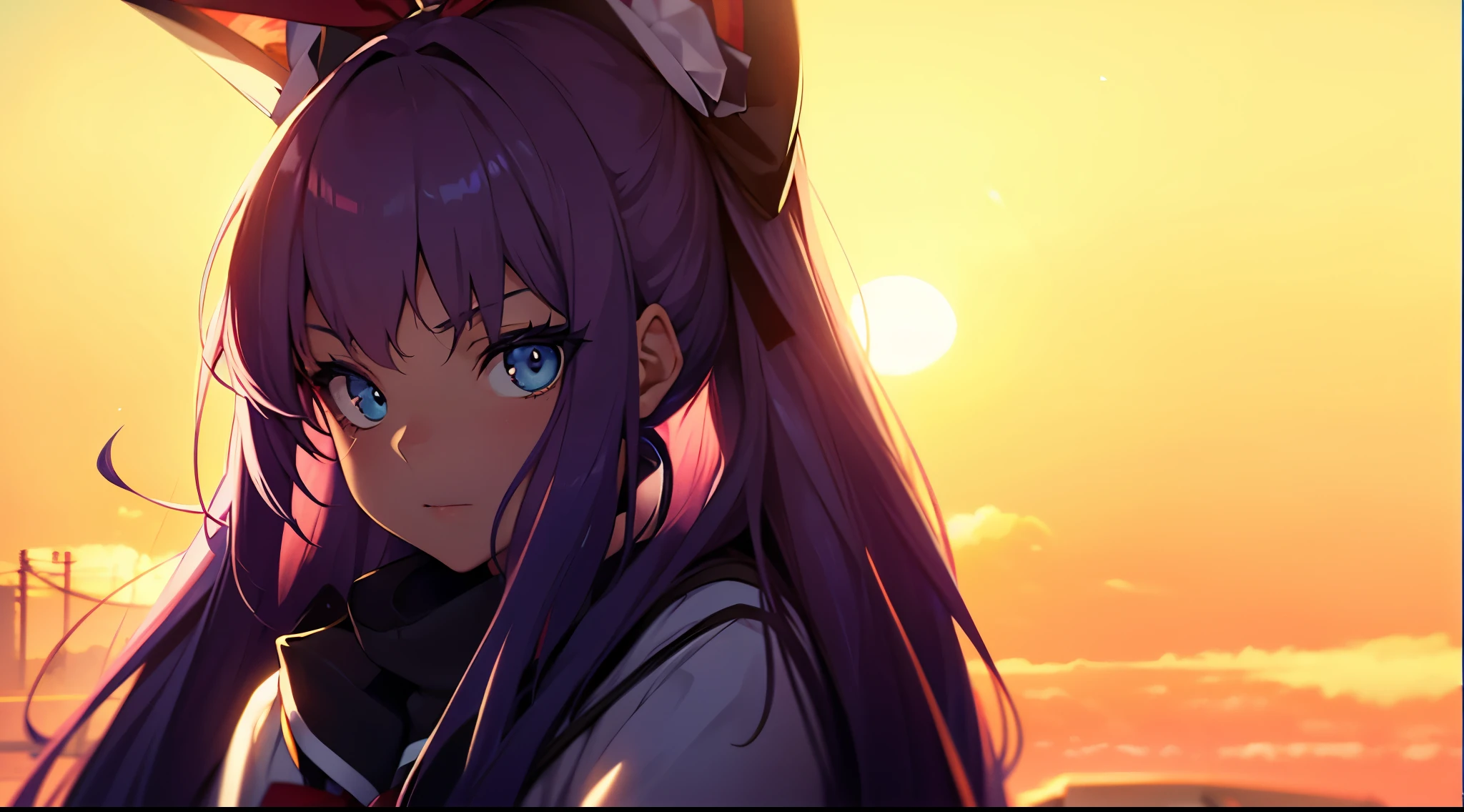 She wears a sailor uniform, white socks, and brown shoes. She has light blue eyes (pink in the first set) and long, blue hair. She also has a red bow on the top of her head, which she has never removed.
Model woman posing, Very beautiful 20 year old woman, The background is a sunset, Gradient Eyes, Seductive makeup, Show Lighting, canon, nffsw, retinas, masutepiece, ccurate, Anatomically correct, Textured skin, Super Detail, high details, High quality, awardwinning, Best Quality, hight resolution, 1080p, hard disk, 4K, 8K, 16 K