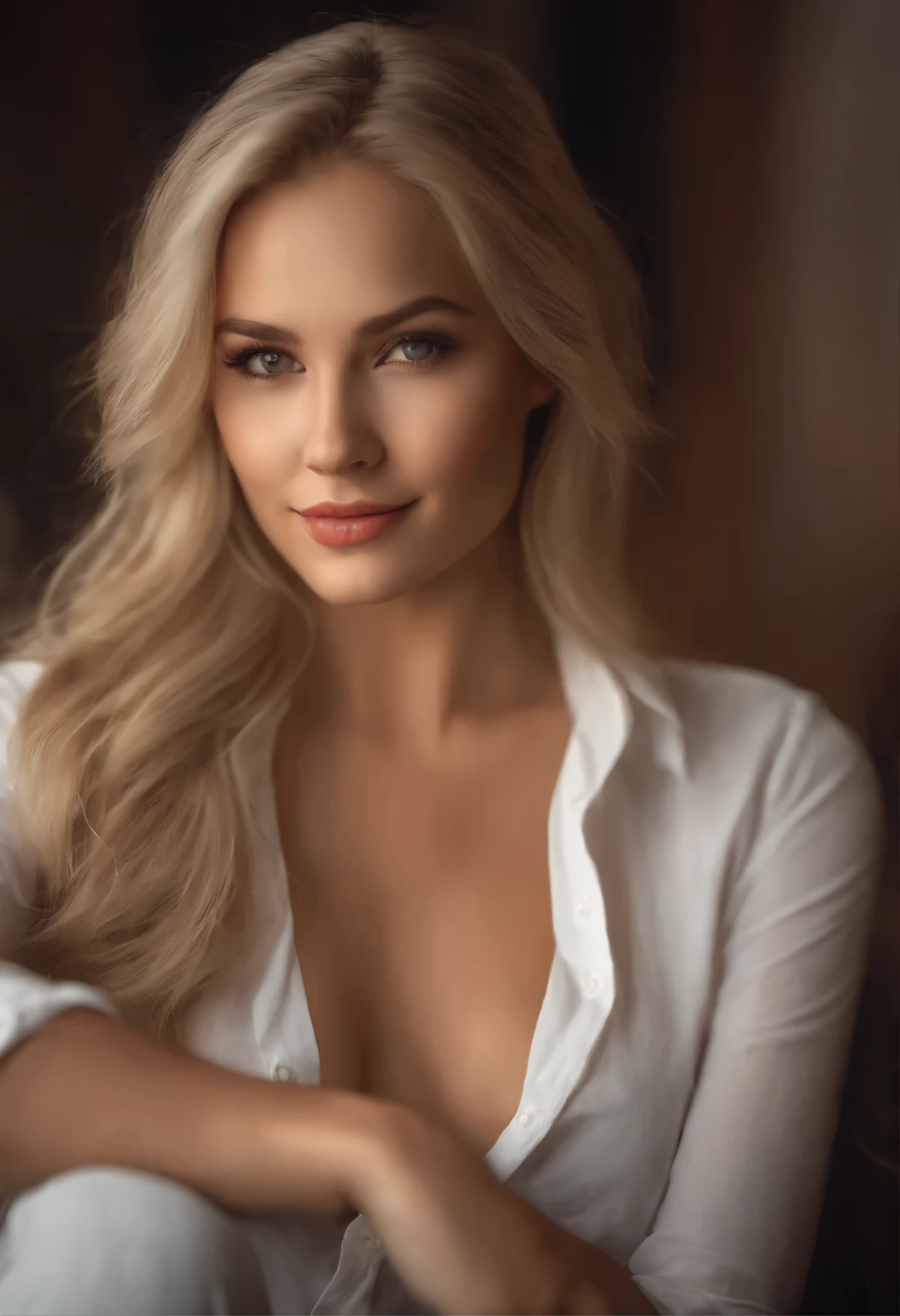 professional, (4k photo:1.1) by (Jeremy Lipking:0.3), (Dittmann Anna:0.3), (Arian Mark:0.3), (Sharp focus:1.3), high detail, wearing (lowcut shirt:1.2), beautiful detailed face, hazel eyes, long blonde hair, (attractive young woman:1.3), (seductive:1.1), (blushing:1.1), hourglass body shape, large round big breasts, wide thick hips, blonde goddess, tight outfit, tight attire, smiling seductively, pretty face, perfect white haired girl, satisfied pose, cute seductive smile, beautiful blonde girl, good young girl, beautiful angle, attractive pose, cute girl, sexy pose, a gorgeous blonde, full body picture, full body, full body shoot, wearing red shirt and boots