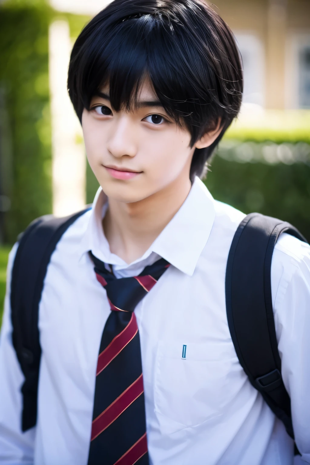 black haired boy、high school student