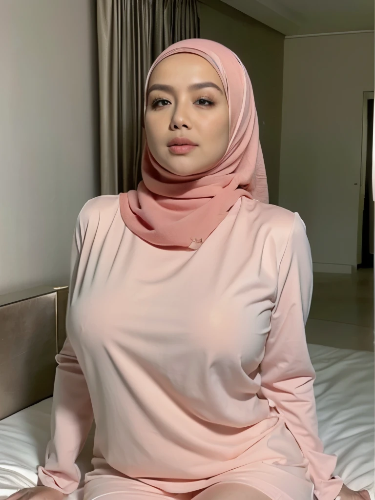 1 matured malay girl in red hijab only, wear sexy red lace longerie, drestremely thin drestremely detailed exposed big breast, overexposed breasts, overexposed navel, overexposed hiptremely detailed pubic hair)), nsfw, bedroom, plump body type, upper body, ((big breast)), seducing, sexy pose, (8k, RAW photo, best quality, masterpiece:1.2), (realistic, photo-realistic:1.37), ((overexposed breasttremely detailed big breast)), extremely detailed fully erected , erected visible, (((MILF))), extremely excellent natural light, closed up, upper body shot