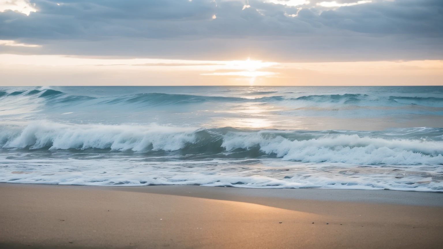 Waves rolling on the beach: Photos of waves rolling at a regular tempo can have a calming effect and evoke a feeling of peace