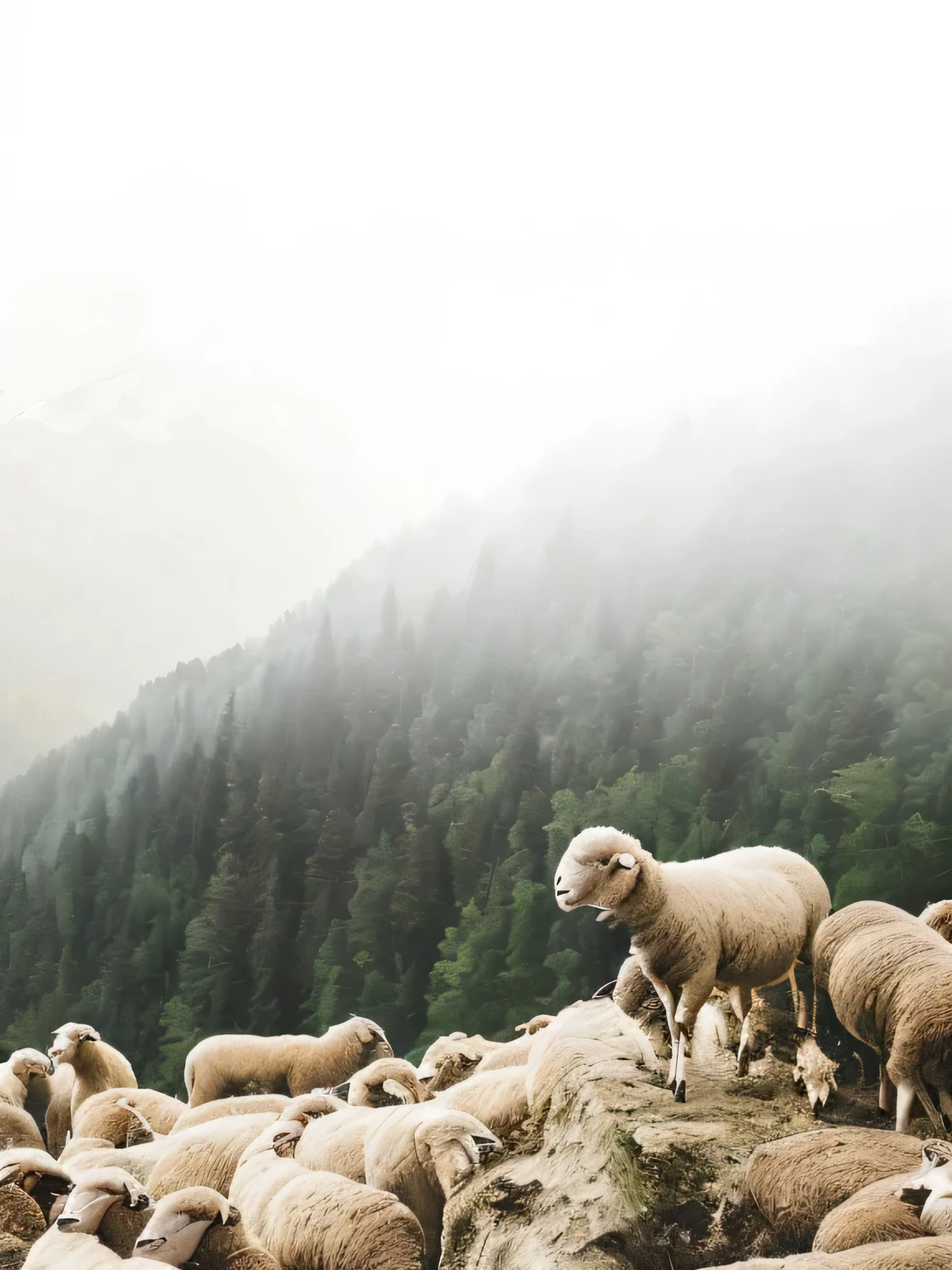 there are many sheep standing on a hill with trees in the background, Best adobe stock, wild animals. Atmospheric, peaceful looking animal, author：Matthias Wescher, sheep grazing, uttarakhand, author：Johannes Voss, sheep, dreaming of electric sheep, in the middle of the mountains, Comfortable and familiar, by Anna Haifesch, Unsplash Contest Winning Photos, blend into the mountains