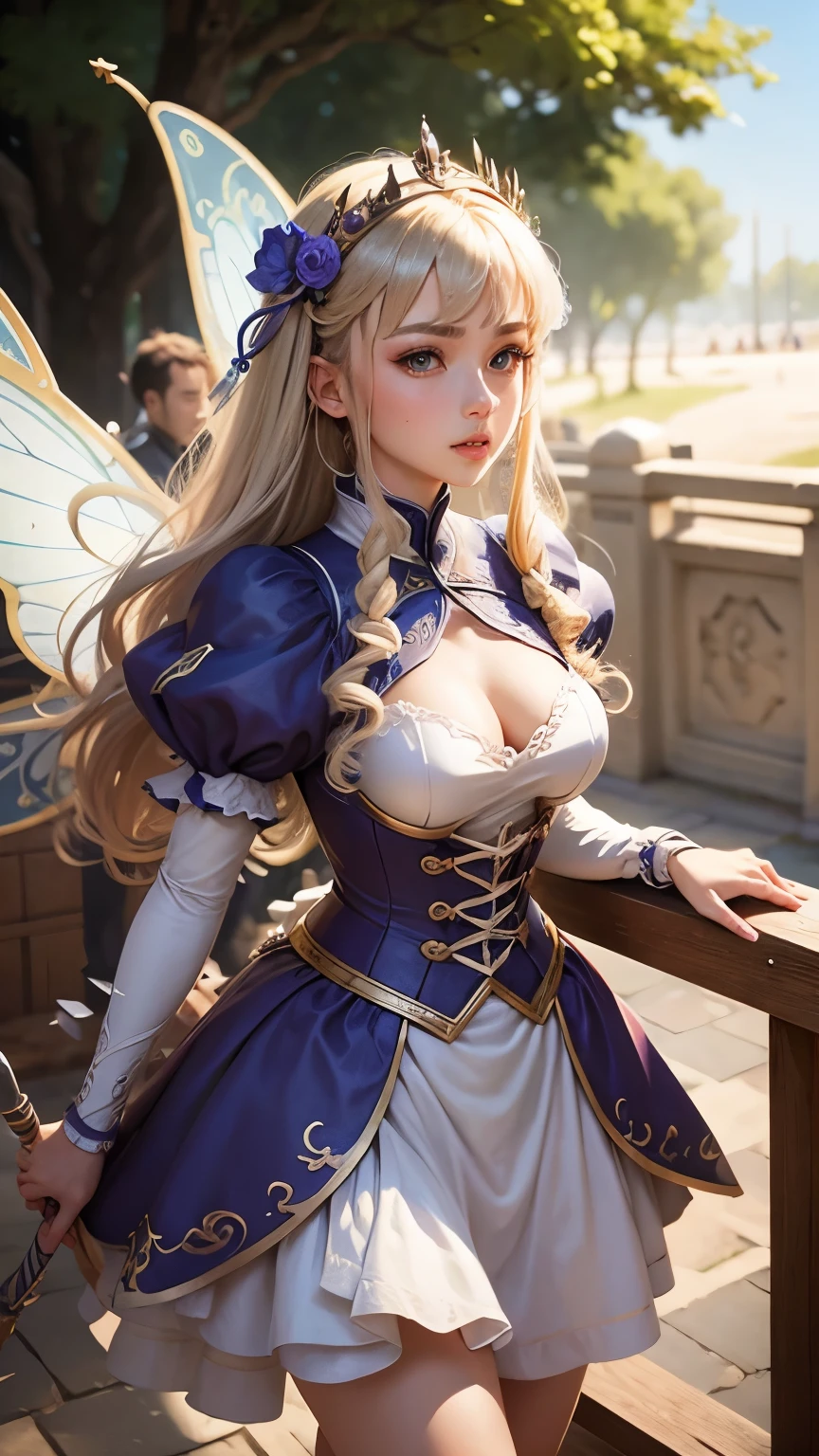 highest quality。masterpiece。detailed details。Fairy knight in a jousting match。