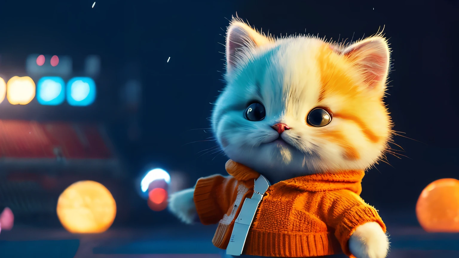 at the stadium, so crying sad fat kitty cat, orange, fat, People are pointing fingers, depth of field, disney style, DARK_Glam, wearing DRK_Glam, deep shadow, (dark: 1.4), (8k, RAW photo, best quality, masterpiece: 1.2), with big eyes sad with , rain, sadness, suffering, With the American ball losing, Cat In sportswear like CAT an American football player.