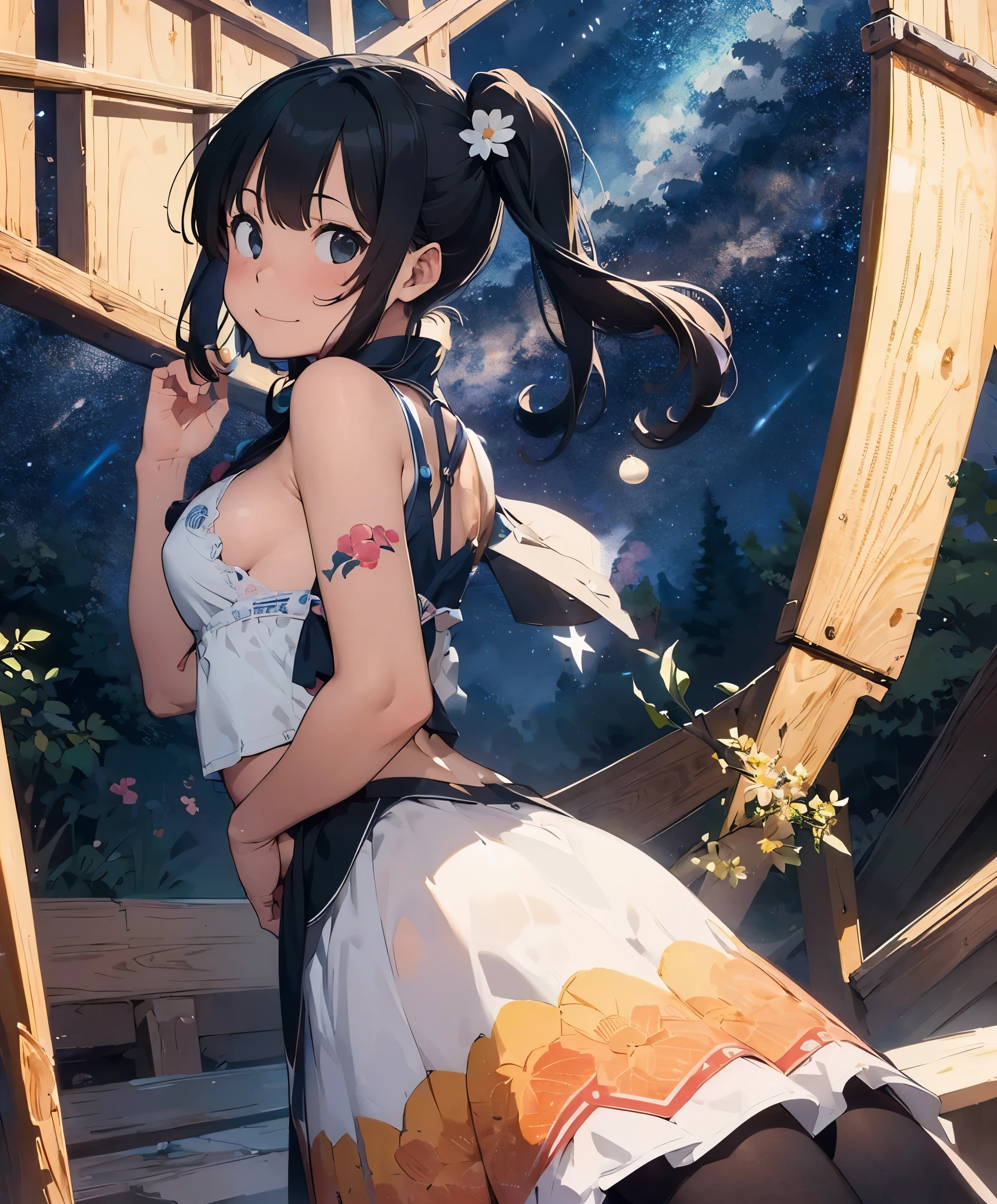 playboy, (High resolution:1.4), (masutepiece:1.2), (High quality:1.3) 1girl, saten ruiko, green eyes, long hair, black hair, small breast, nsfw, huge smile，open mouth
